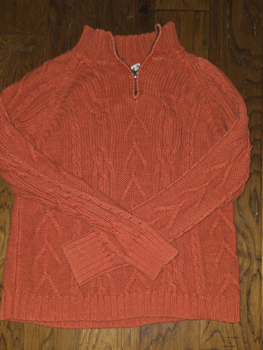 Cable-Knit Half-Zip Sweater - Orange